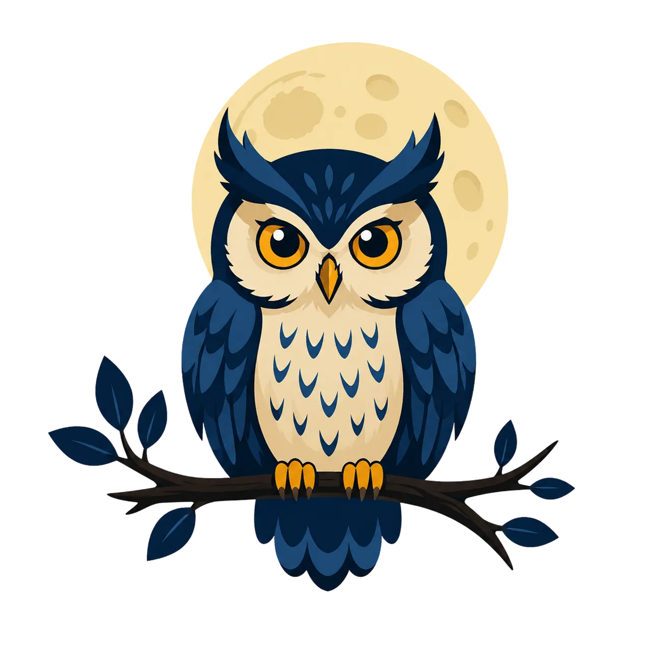 Mystical Night Owl: Majestic Bird Perched Under a Full Moon