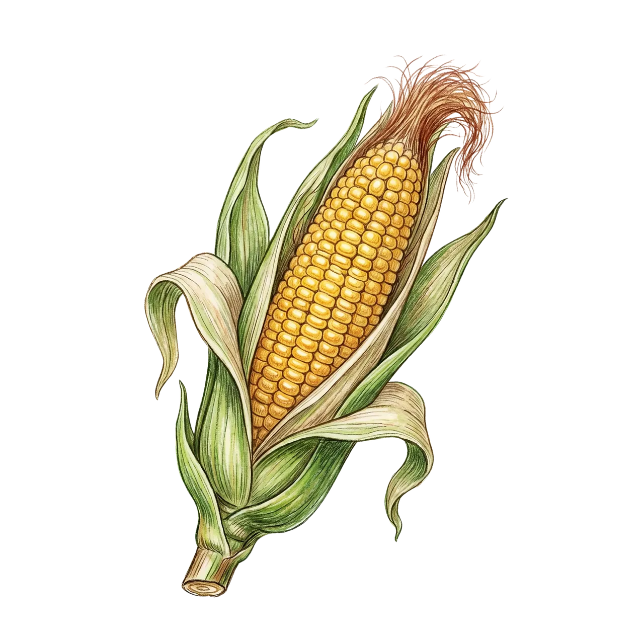 Vibrant Hand-Drawn Watercolor Corn Illustration