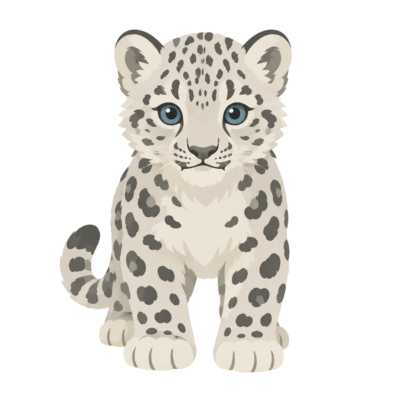 Adorable Snow Leopard Cub: Playful Wildcat Illustration