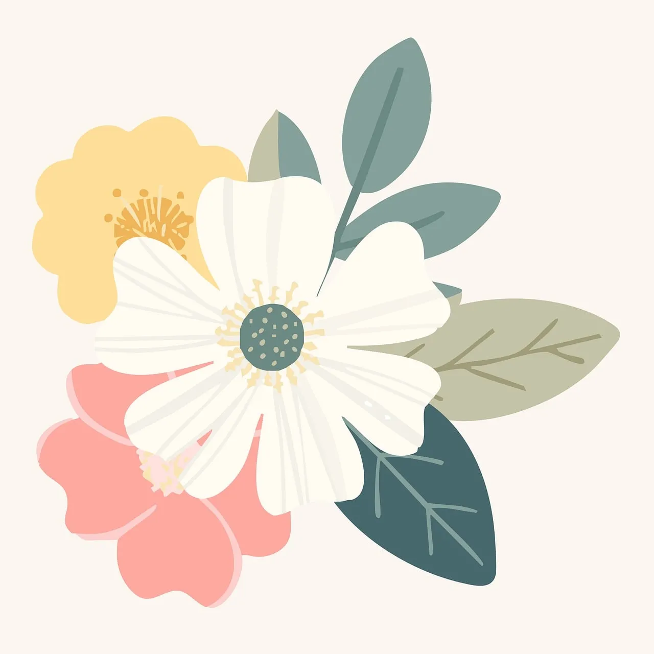 Vibrant Floral Clipart: Elegant Spring Bouquet Illustration