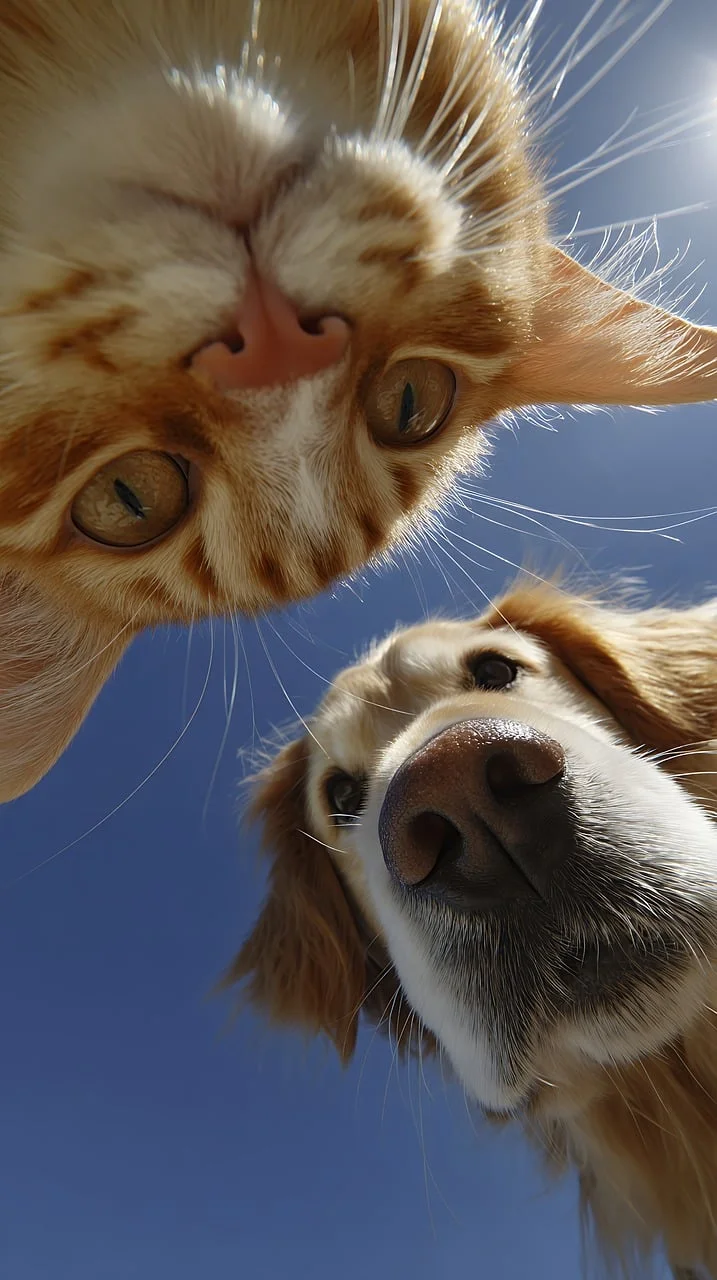 Adorable Duo: A Cat and Dog's Sunny Friendship