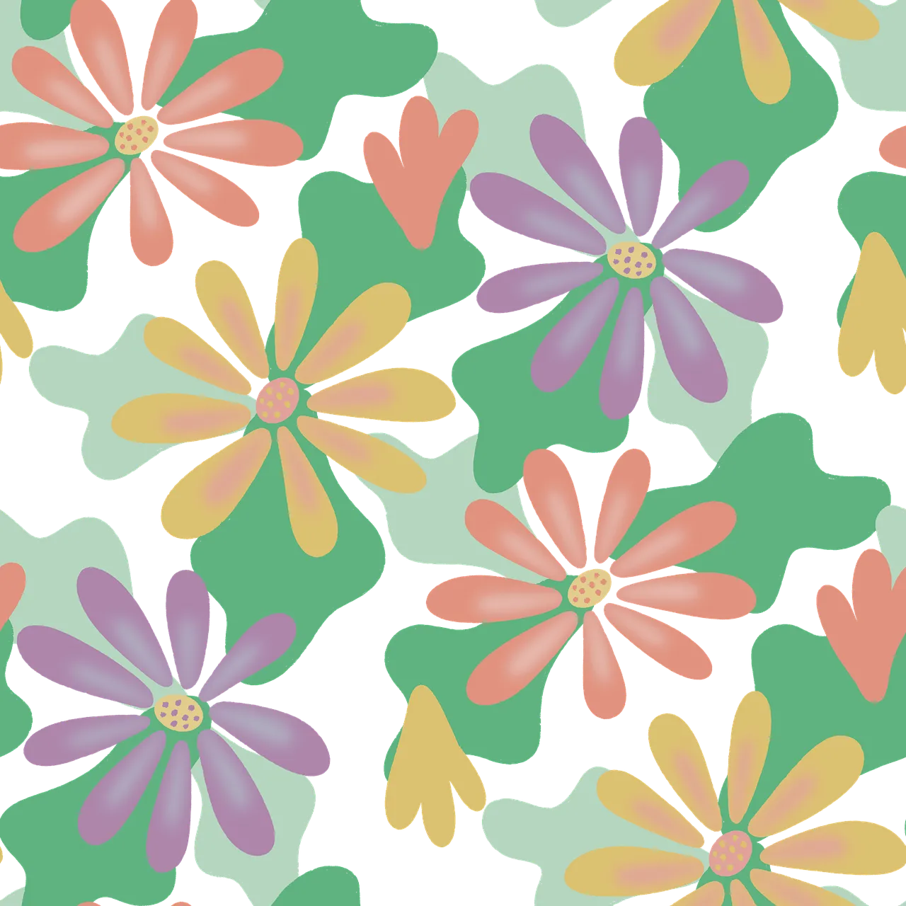 Vibrant Abstract Floral Pattern: Modern & Playful Bloom Design