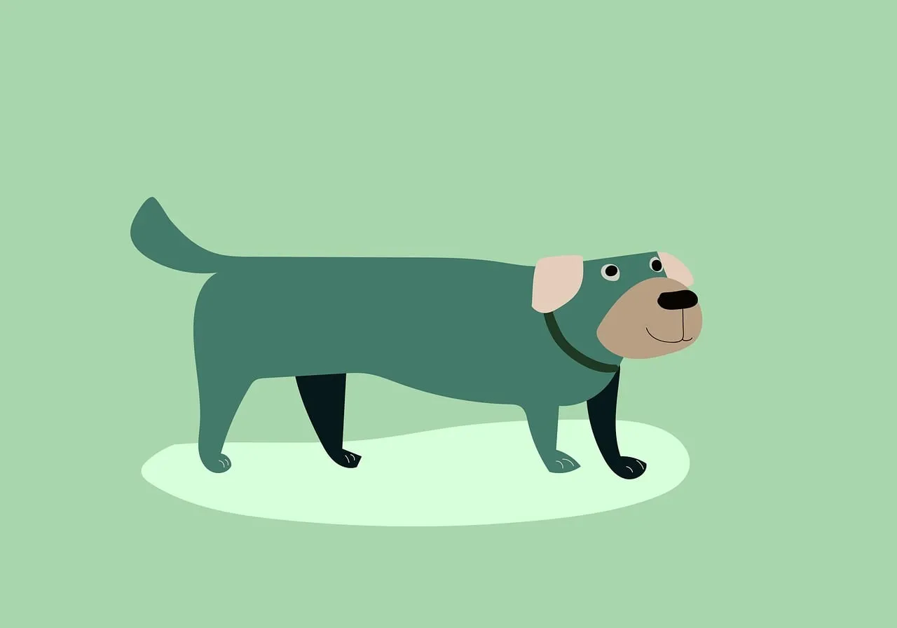 Charming Green Dog: A Playful Flat Design Illustration