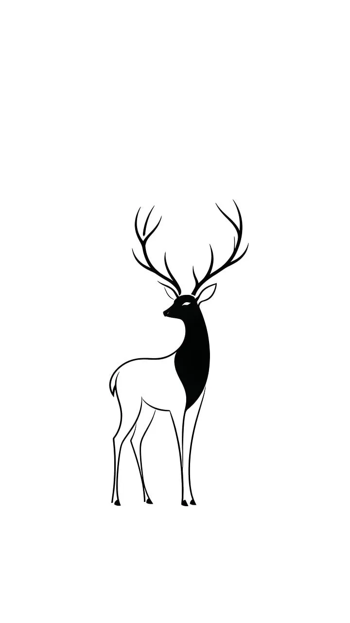 Striking Minimalist Deer Art with Elegant Antlers