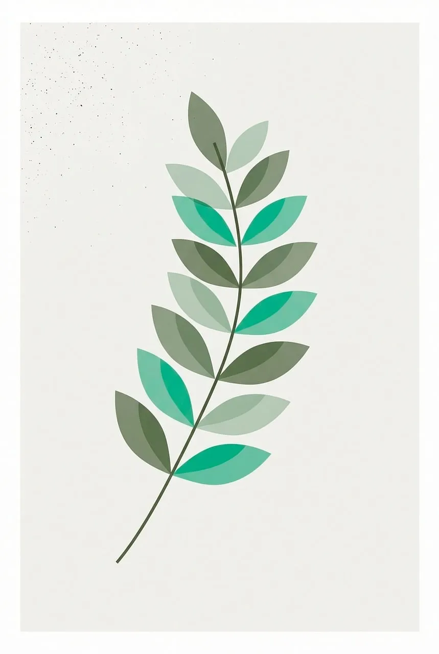 Vibrant Botanical Art: Minimalist Green Leaf Design
