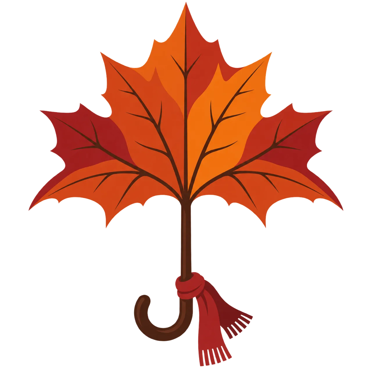 Vibrant Autumn Leaf Umbrella: Whimsical Fall Illustration