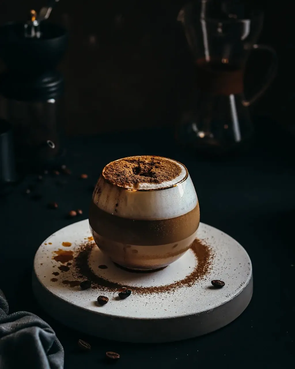 Artistic Espresso: Foamy Coffee Elegance with Cocoa Dust