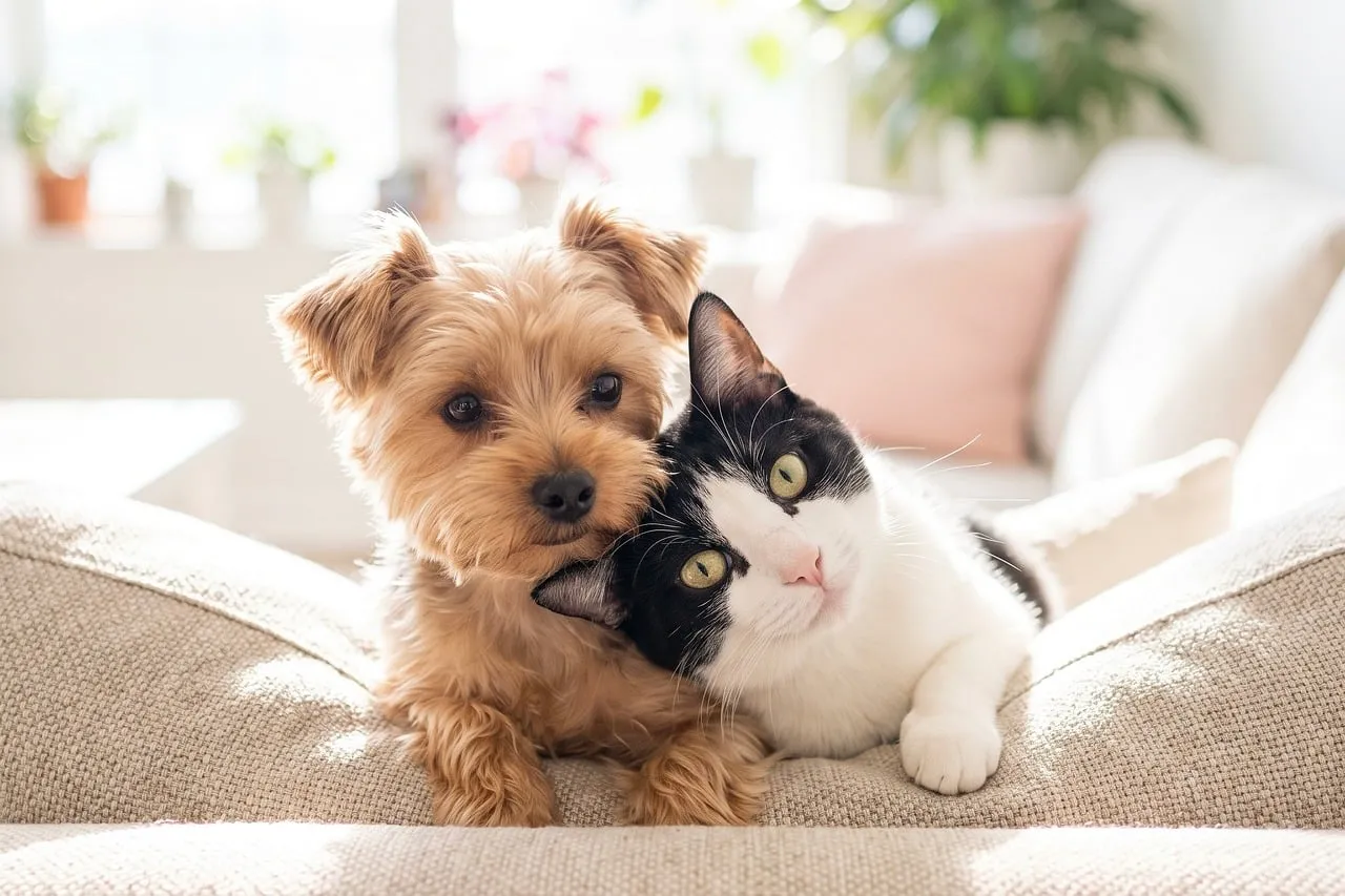 Adorable Canine-Feline Duo: Unconditional Pet Friendship