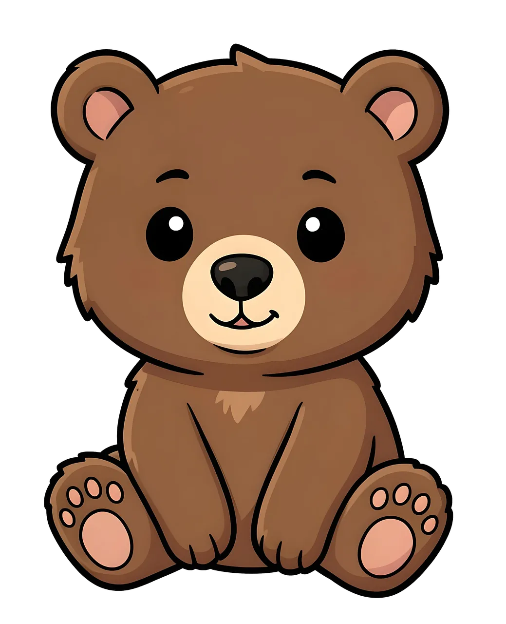 Adorable Cartoon Bear Cub: Sweet, Simple Line Art Illustration