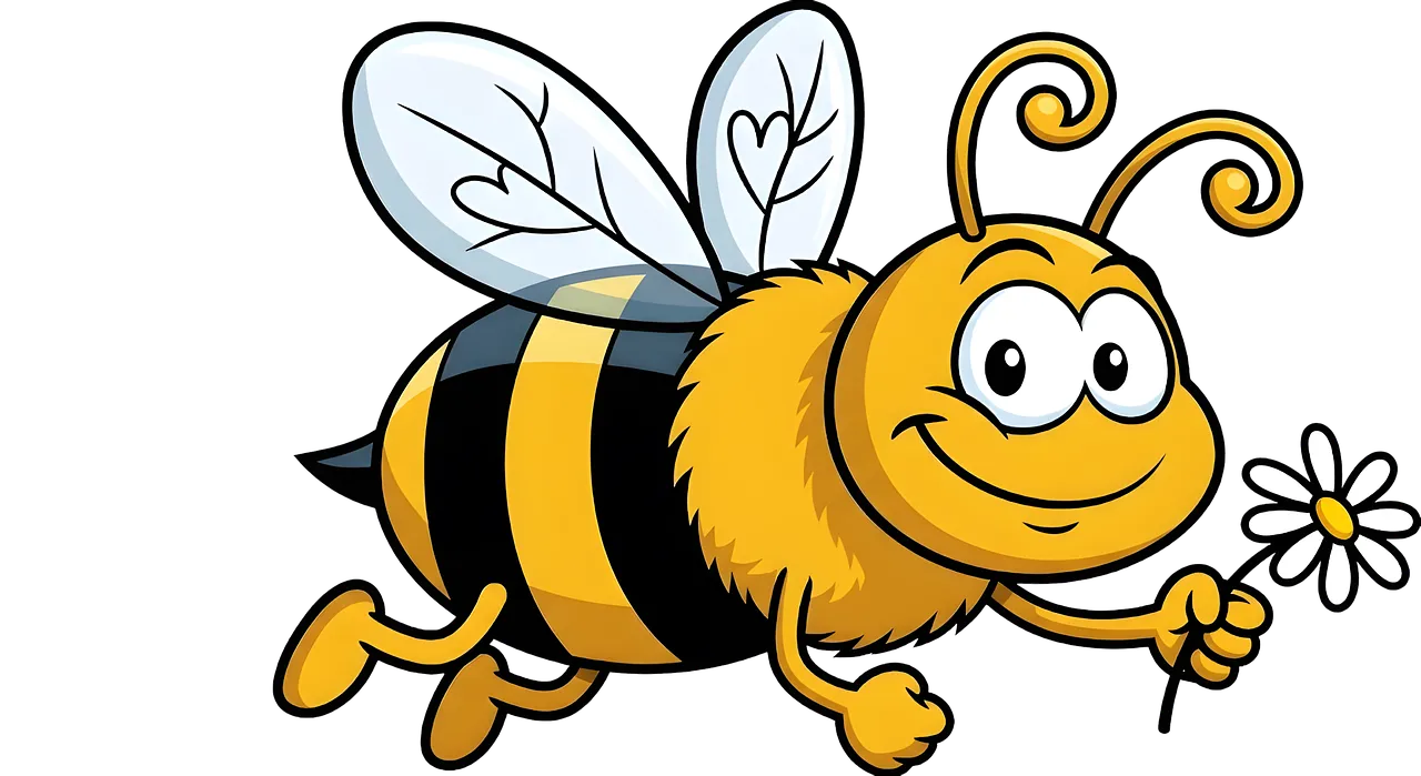Charming Cartoon Bee with Daisy: Adorable Kids' Illustration