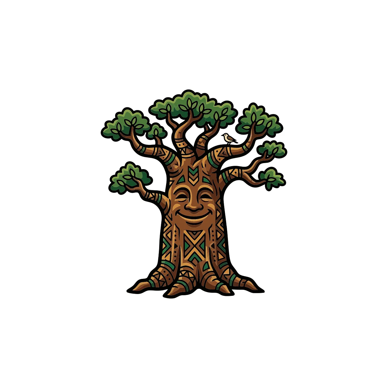 Enchanting Cartoon Baobab: A Friendly Mythical Tree