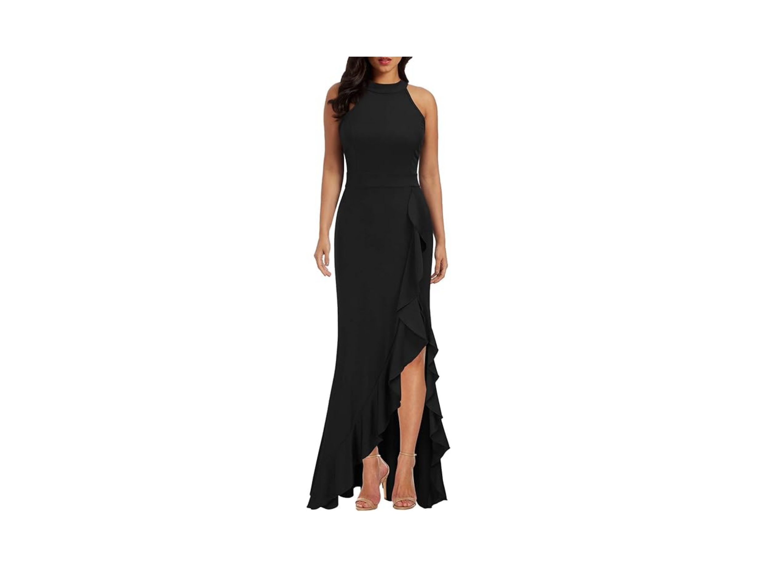 WOOSEA Women's Elegant High-Neck Mermaid Dress with Split