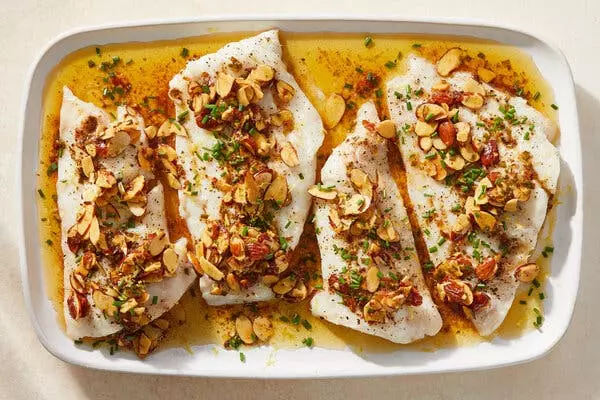 A Culinary Celebration: Roasted Fish with Lemony Almondine