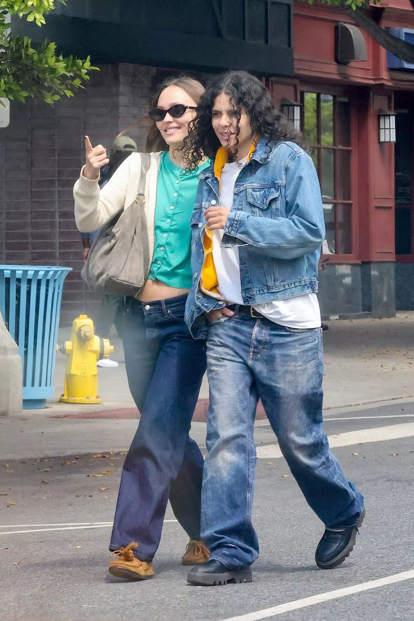 Celebrity Couple Lily-Rose Depp and 070 Shake's Contrasting Styles Converge on Baggy Jeans